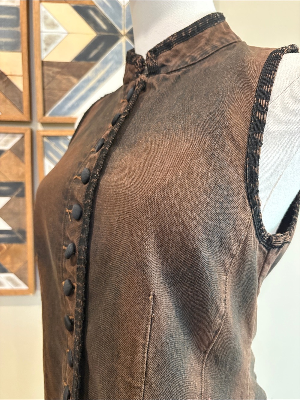 Vintage Ralph Lauren Blue Label Equestrian Brown Denim Button Up Vest size 8 - Picture 5 of 14